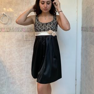 Juniors Dress Cream Lace Black Skirt Prom